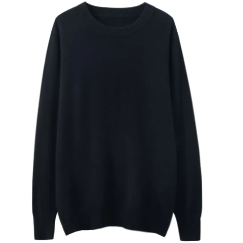 Solid Crew Neck Cashmere Sweater