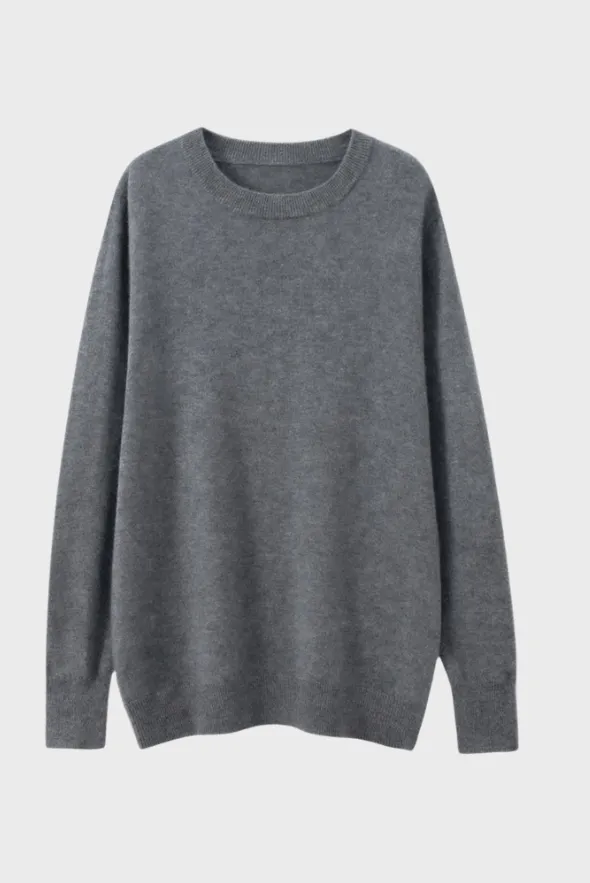 Solid Crew Neck Cashmere Sweater