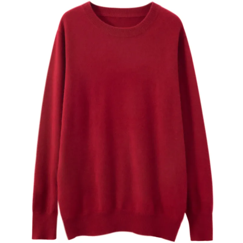 Solid Crew Neck Cashmere Sweater