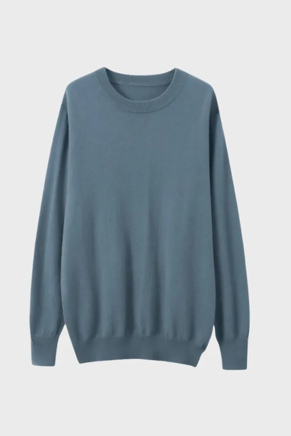 Solid Crew Neck Cashmere Sweater