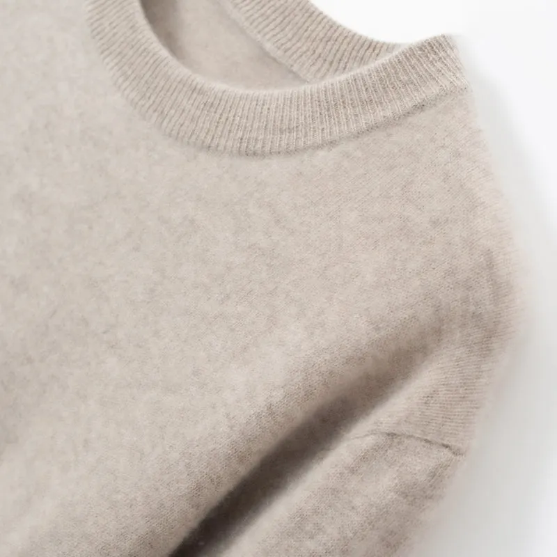 Solid Crew Neck Cashmere Sweater