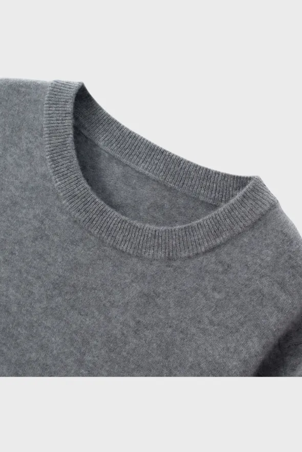 Solid Crew Neck Cashmere Sweater