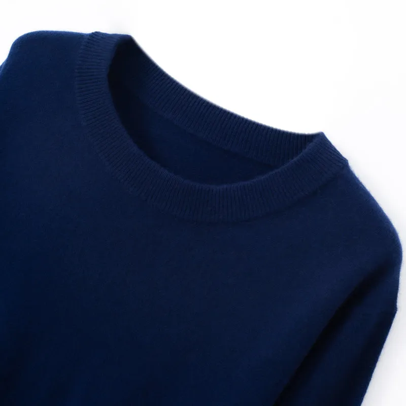 Solid Crew Neck Cashmere Sweater