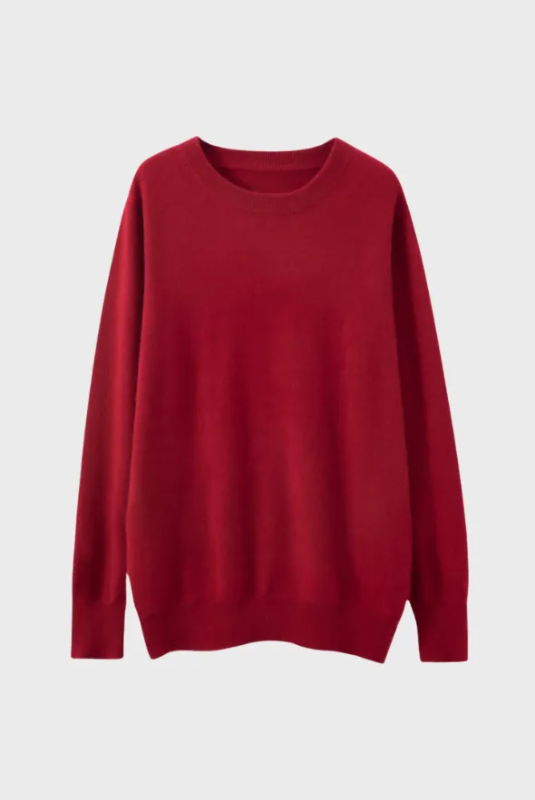 Solid Crew Neck Cashmere Sweater