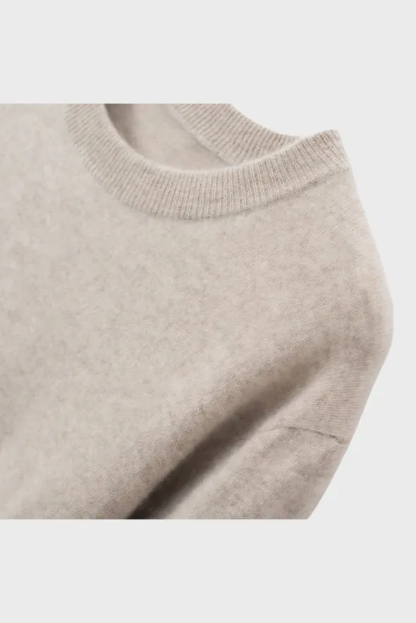 Solid Crew Neck Cashmere Sweater