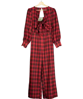 Somerset by Alice Temperley Red Check Tie Front Jumpsuit UK 14