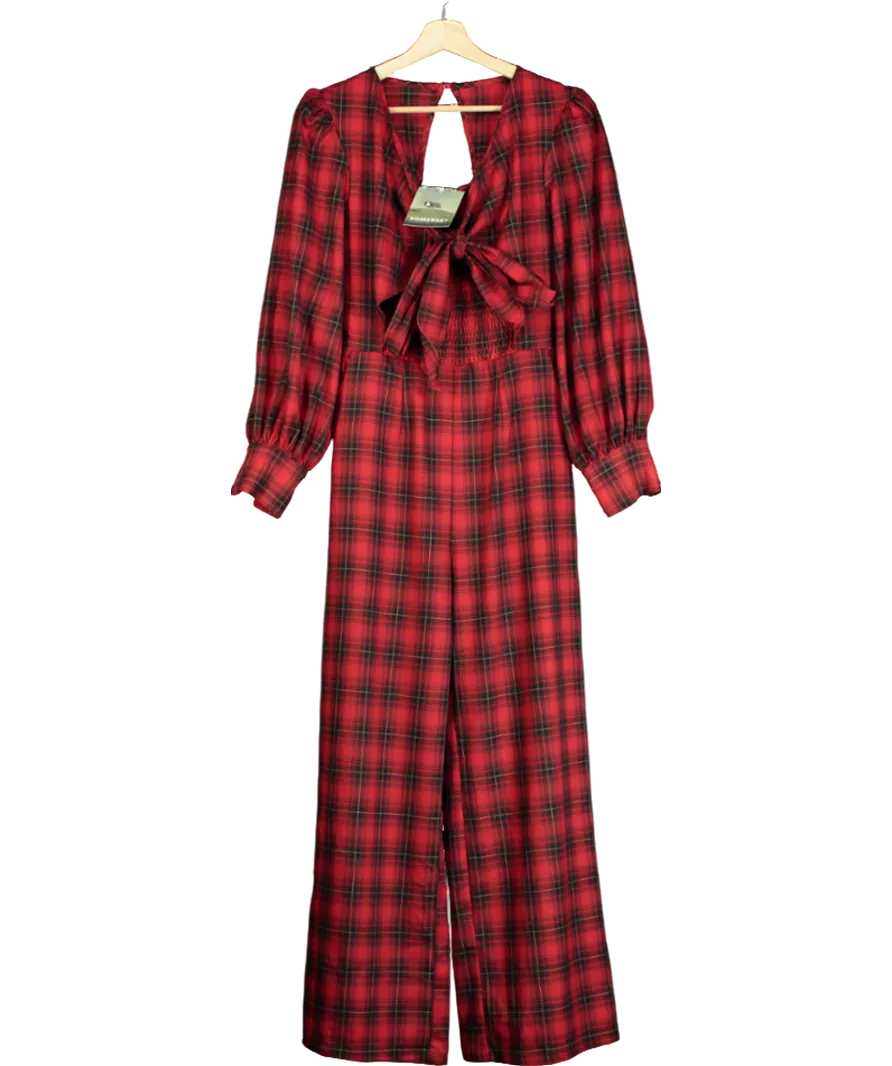 Somerset by Alice Temperley Red Check Tie Front Jumpsuit UK 14