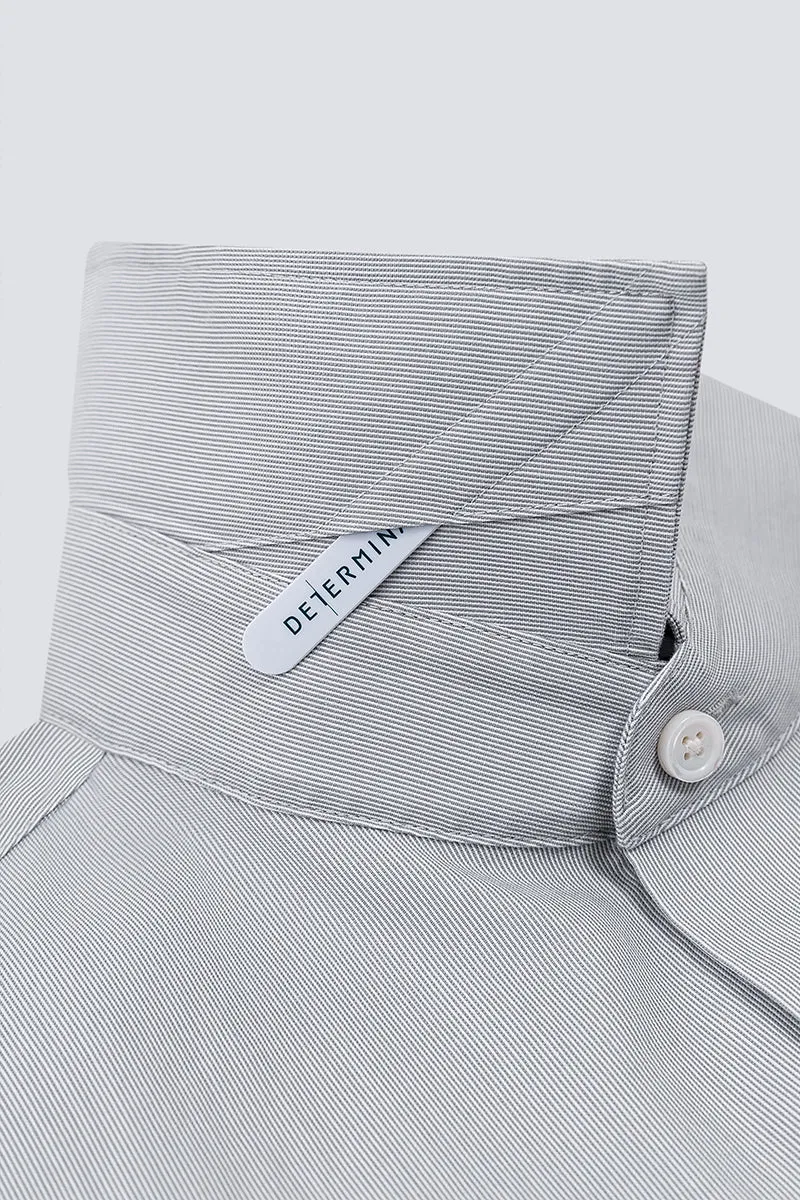 Supreme Cotton-Cashmere Dobby Dress Shirt | Grey Stripes 28700N