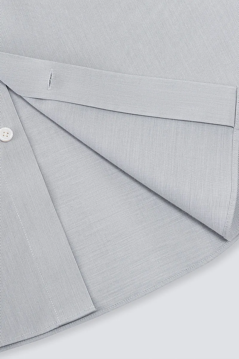 Supreme Cotton-Cashmere Dobby Dress Shirt | Grey Stripes 28700N