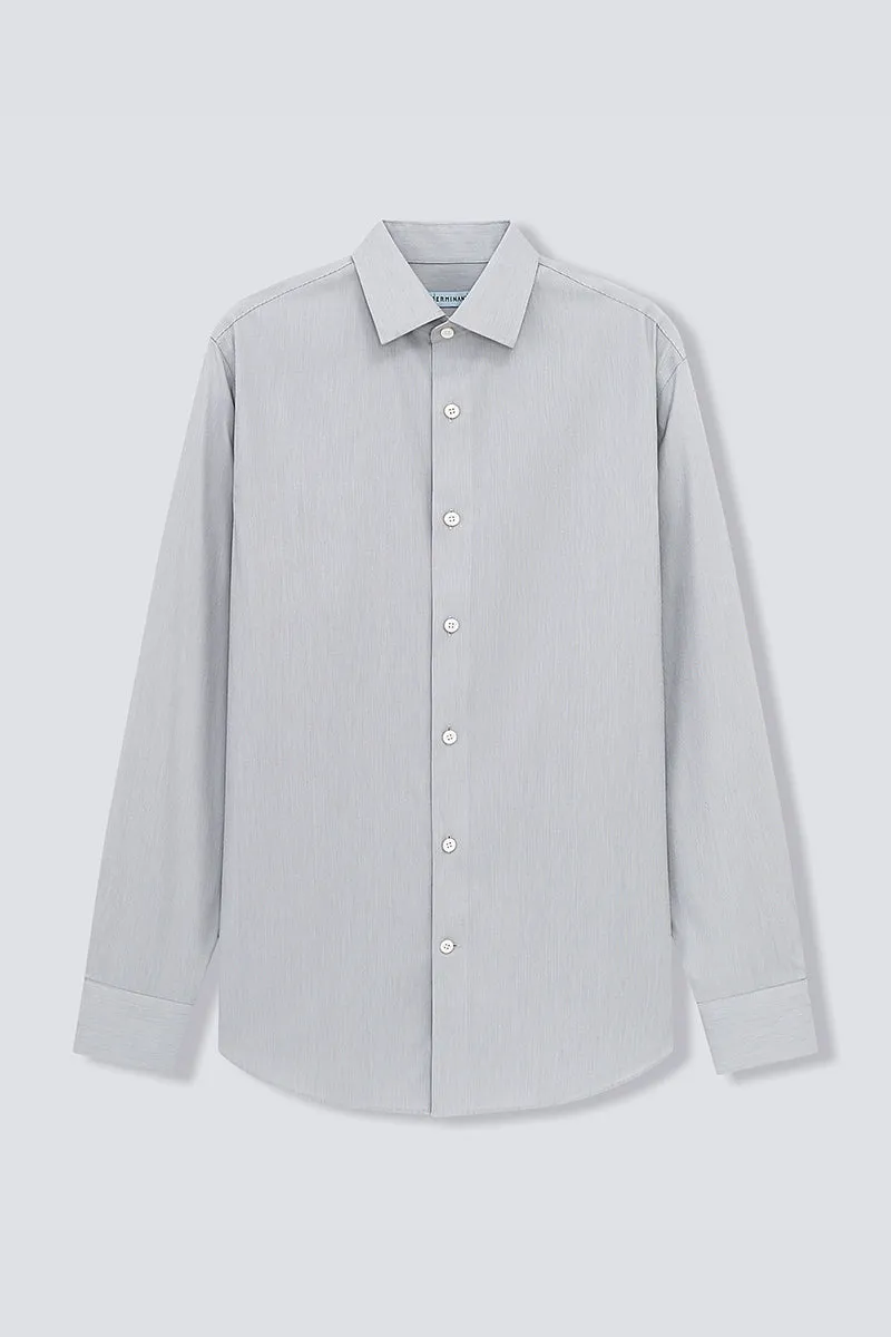 Supreme Cotton-Cashmere Dobby Dress Shirt | Grey Stripes 28700N