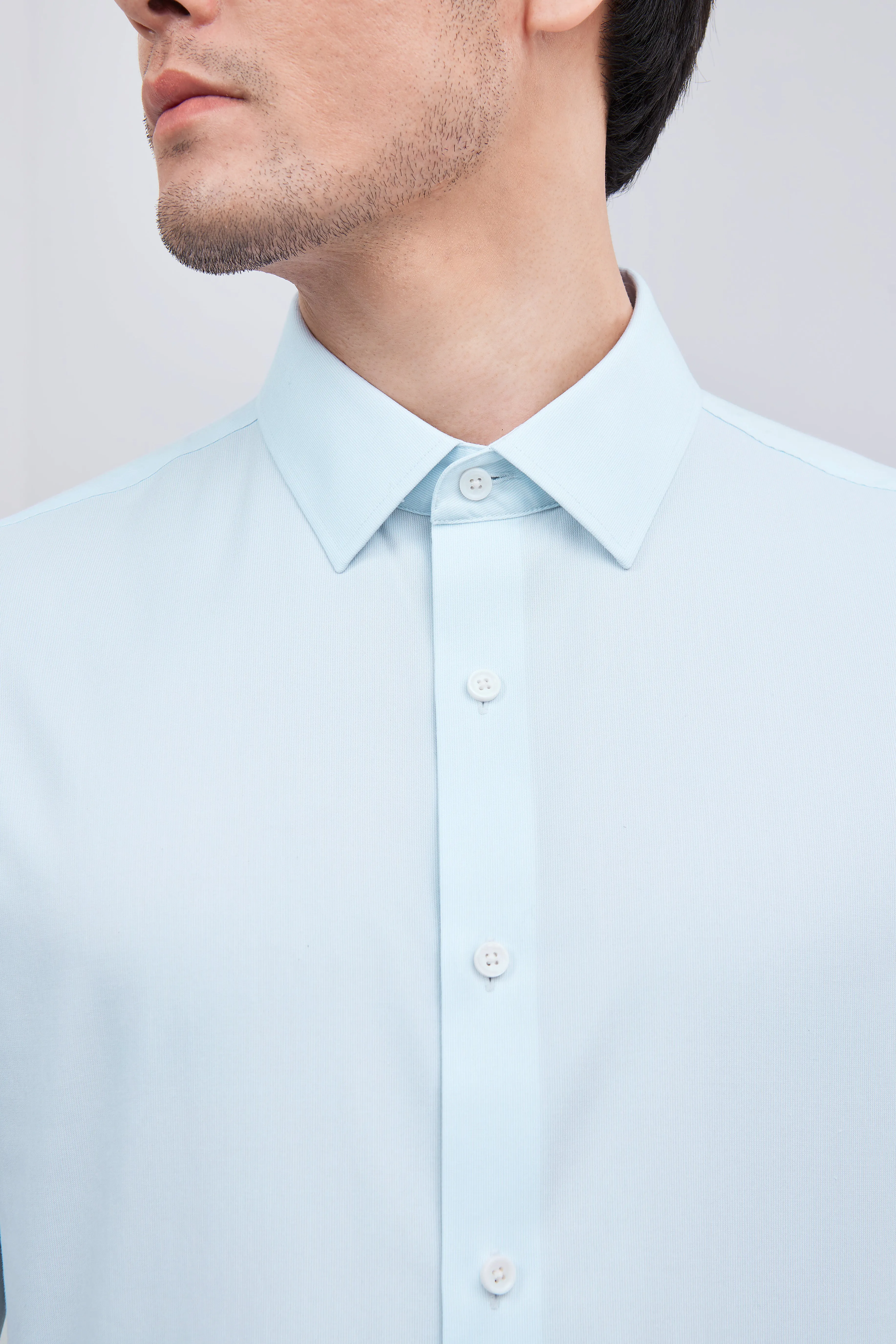 Supreme Cotton-Cashmere Dobby Dress Shirt | Pale Blue Stripes 28699N