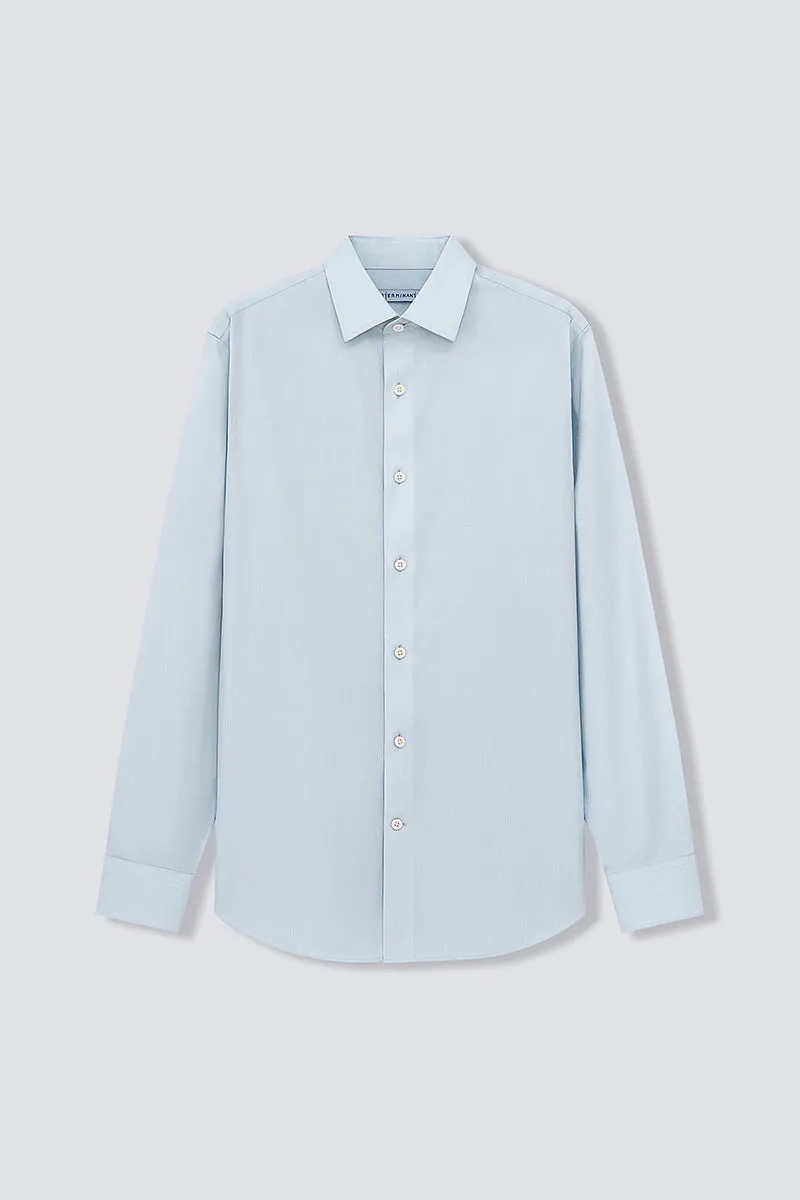 Supreme Cotton-Cashmere Dobby Dress Shirt | Pale Blue Stripes 28699N