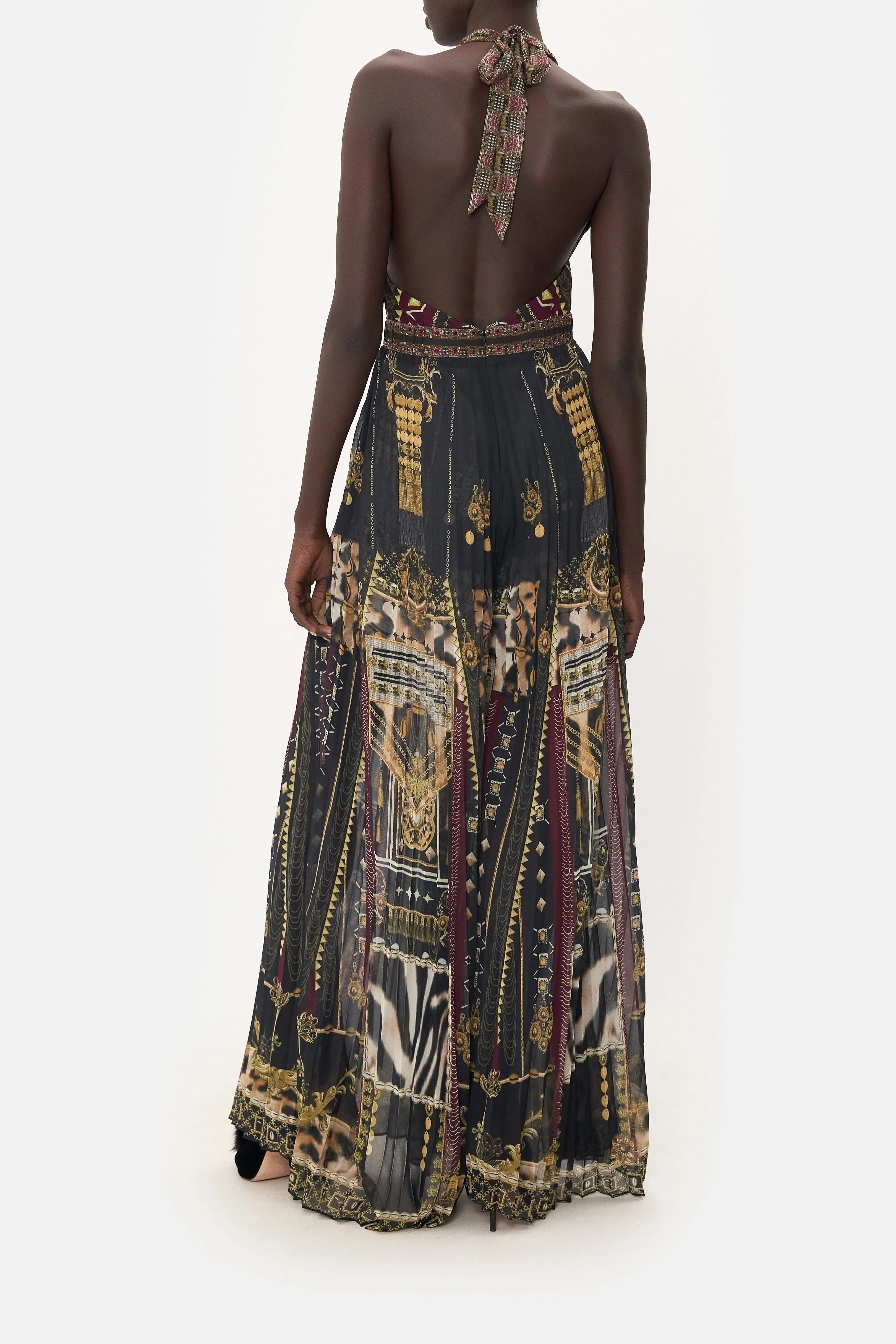 TIE NECK HALTER JUMPSUIT DESERT DREAMS