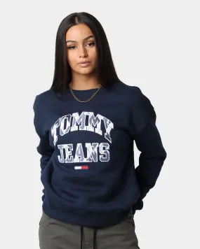 Tommy Jeans Women's Boxy Argyle Crewneck Twilight Navy