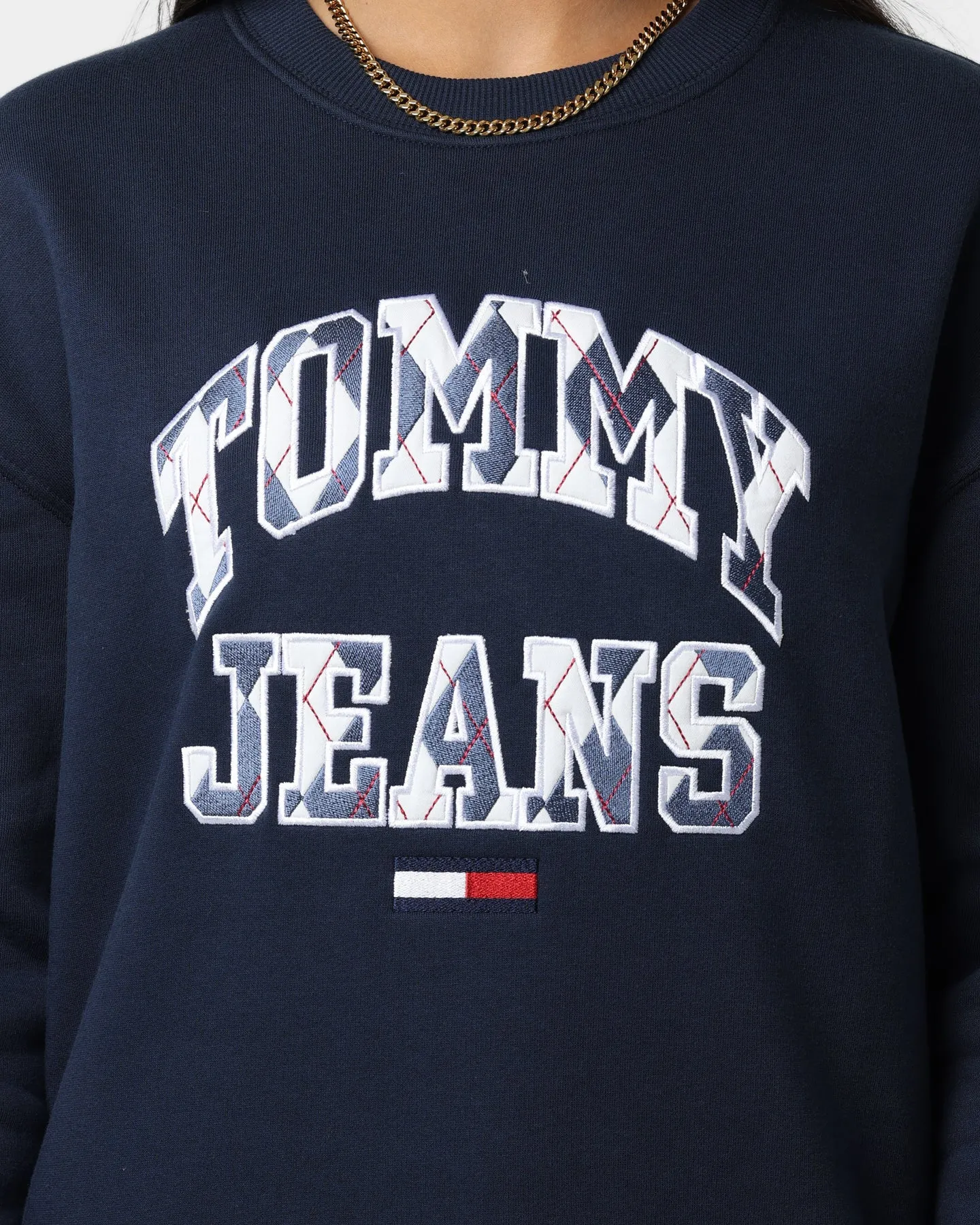 Tommy Jeans Women's Boxy Argyle Crewneck Twilight Navy