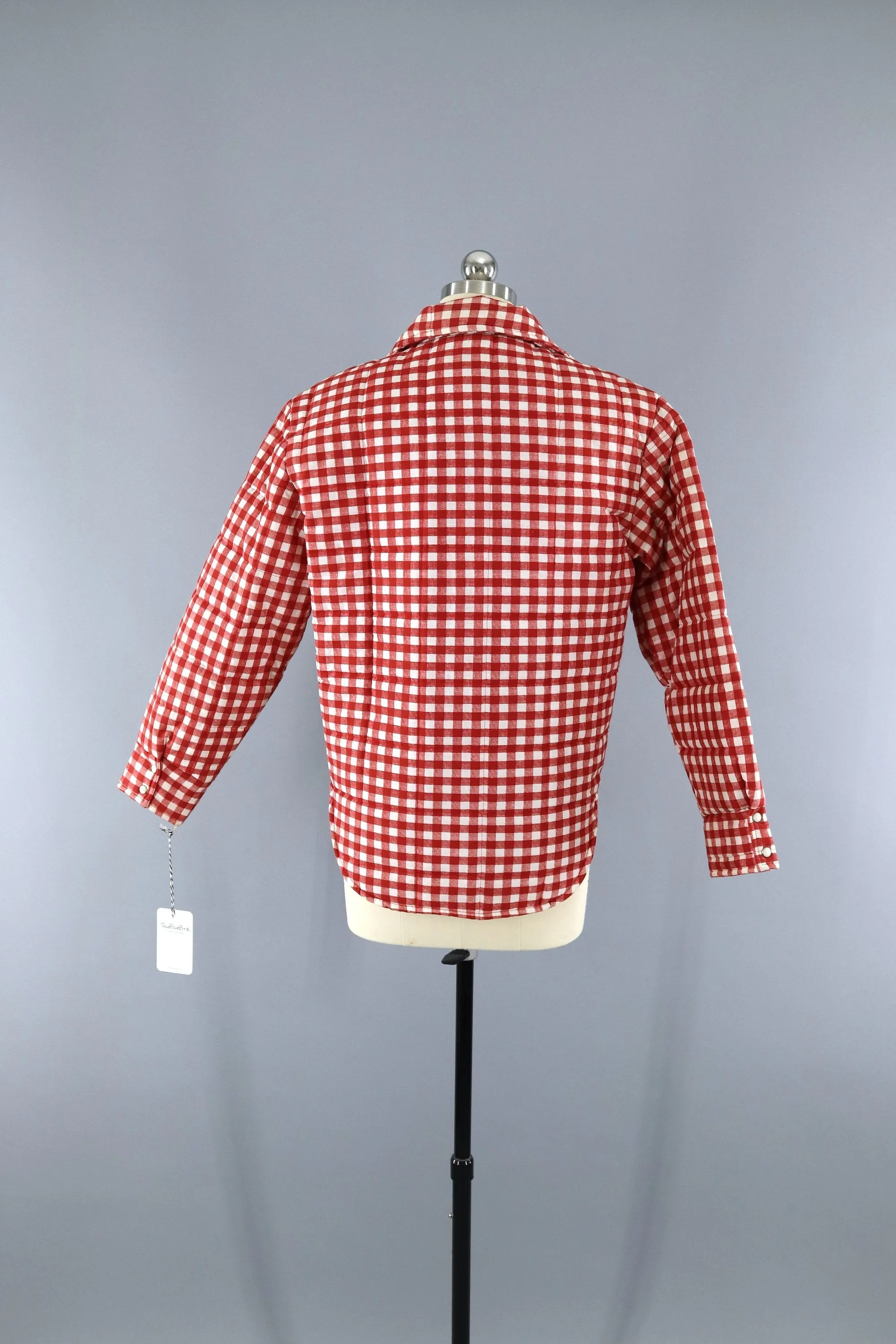 Vintage 1970s 1980s Puffer Ski Jacket / Red Gingham