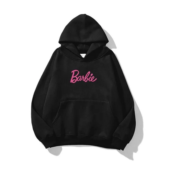 Viral & Trendy Barbie Print Casual Oversized Pullover Hoodie For Women's Fashion Clothing