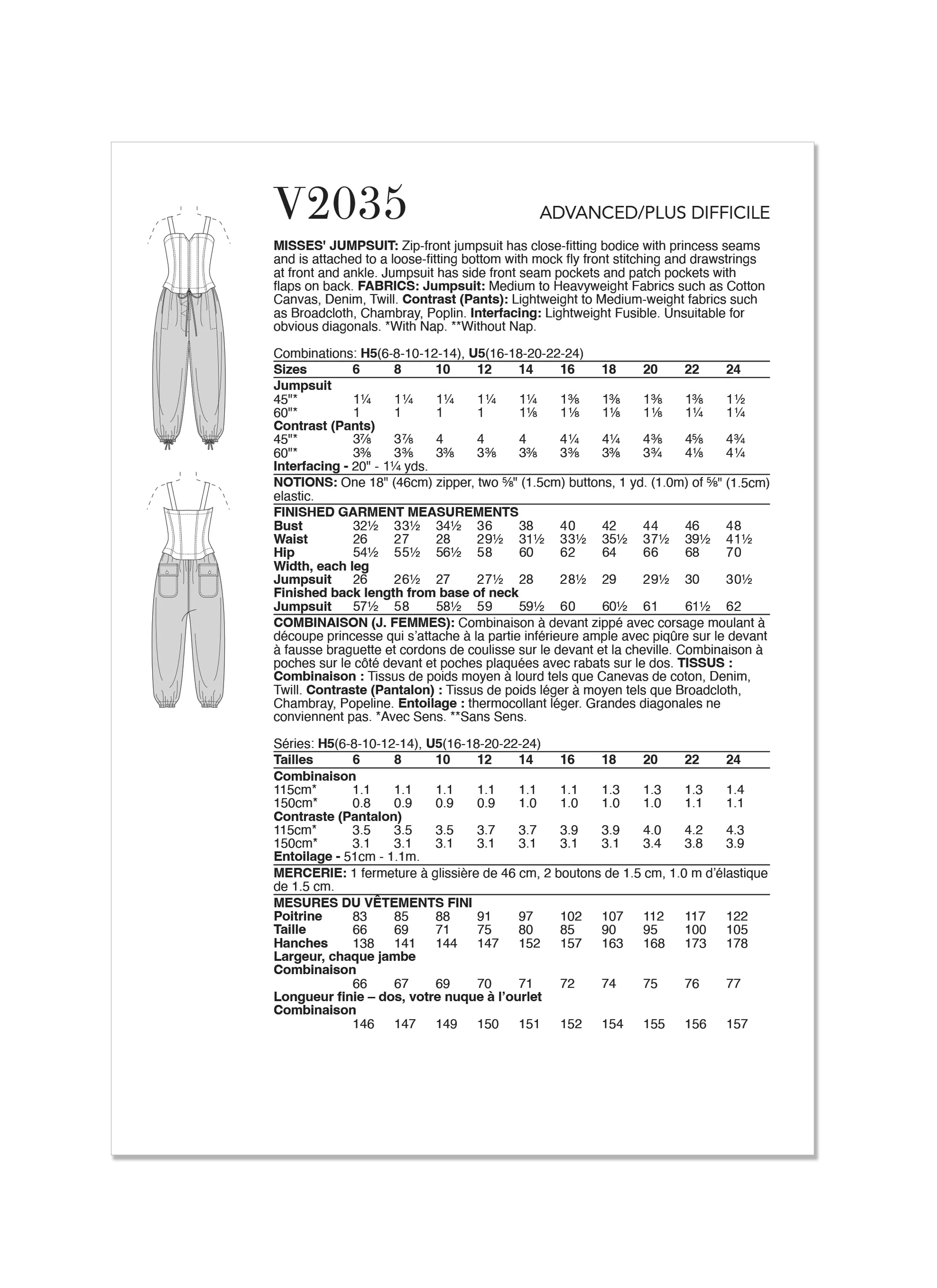 Vogue sewing pattern 2035 Jumpsuit by Rachel Comey