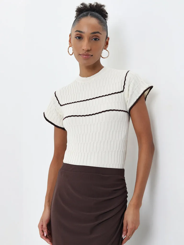 Wardrobe Ivory Knit-Textured Top