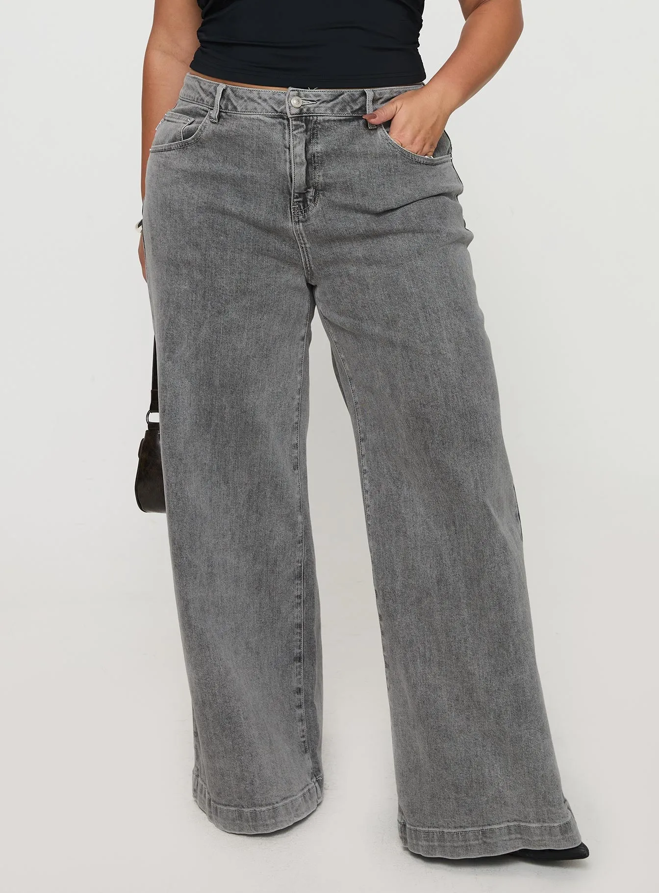 Wolfie High Rise Wide Leg Slouchy Jeans Steel Curve