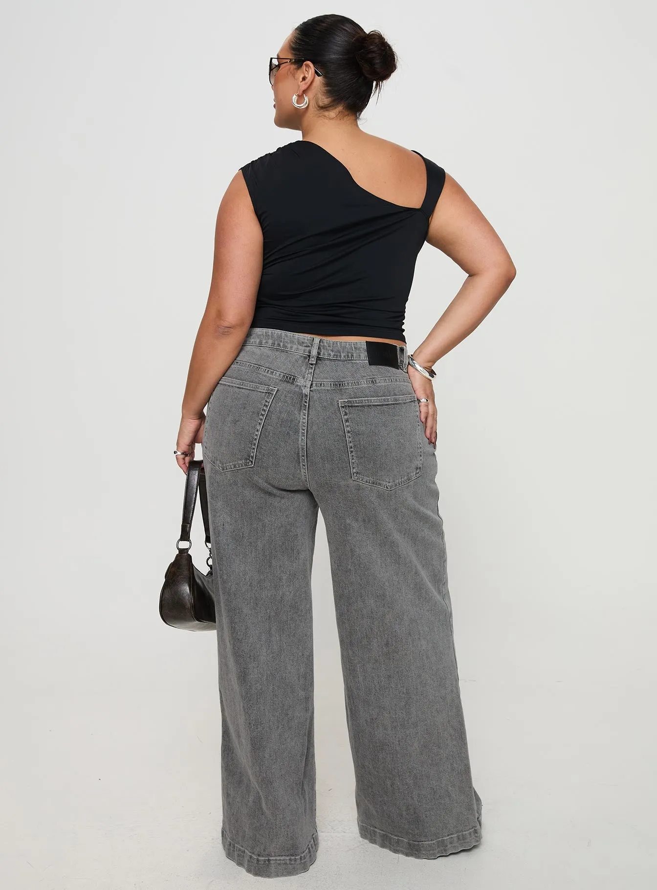 Wolfie High Rise Wide Leg Slouchy Jeans Steel Curve