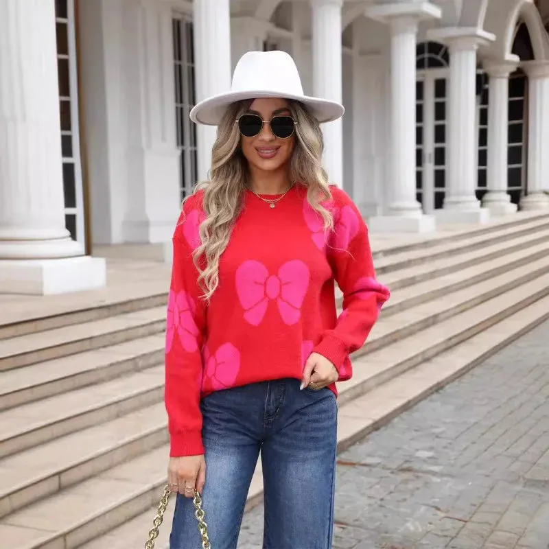 Women Bow Knitted Jumper for Trendy Winter Looks