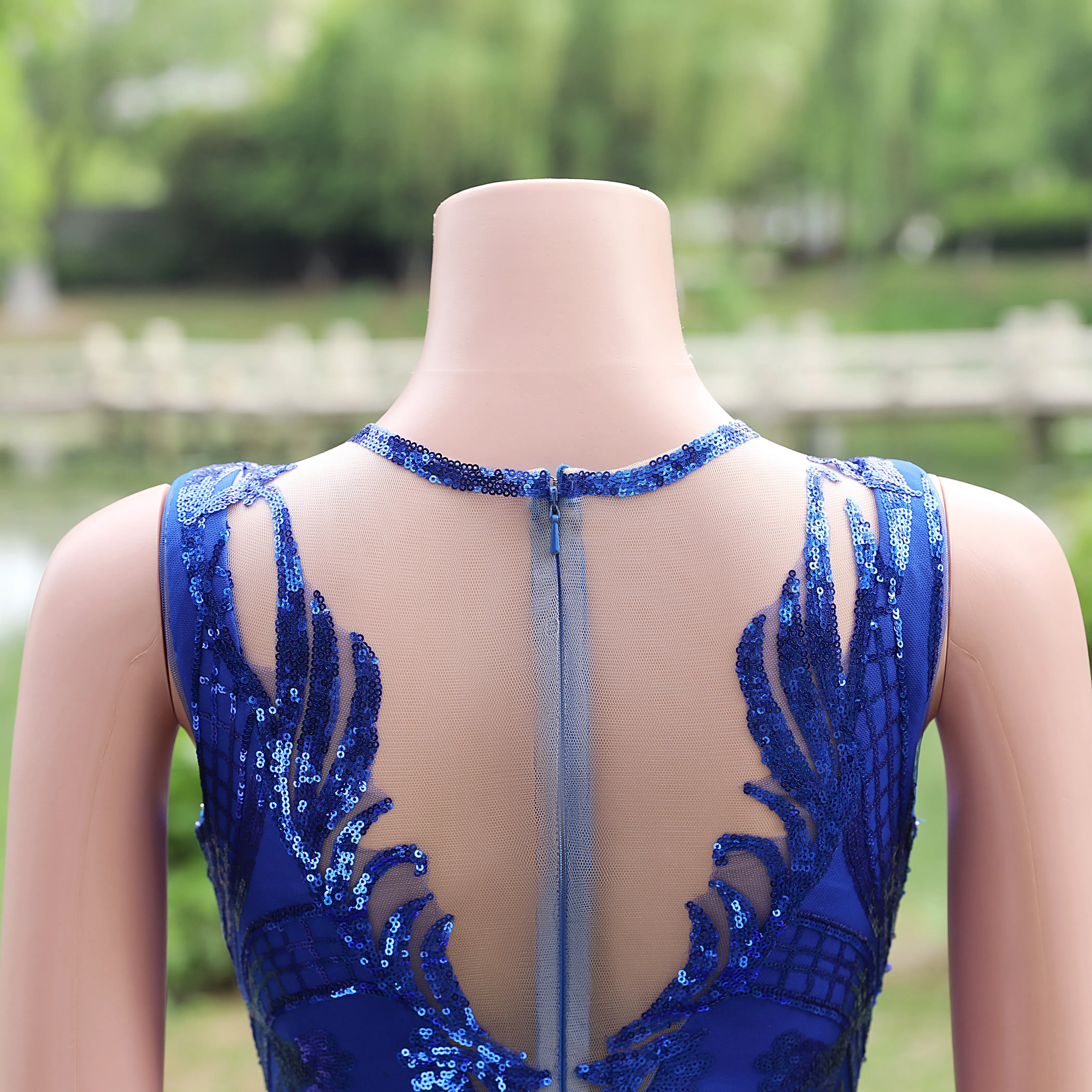 Women Sequined Royal Blue Prom Dresses Sleeveless Cocktail Party Gowns Light Luxury Luxury Evening Dresses