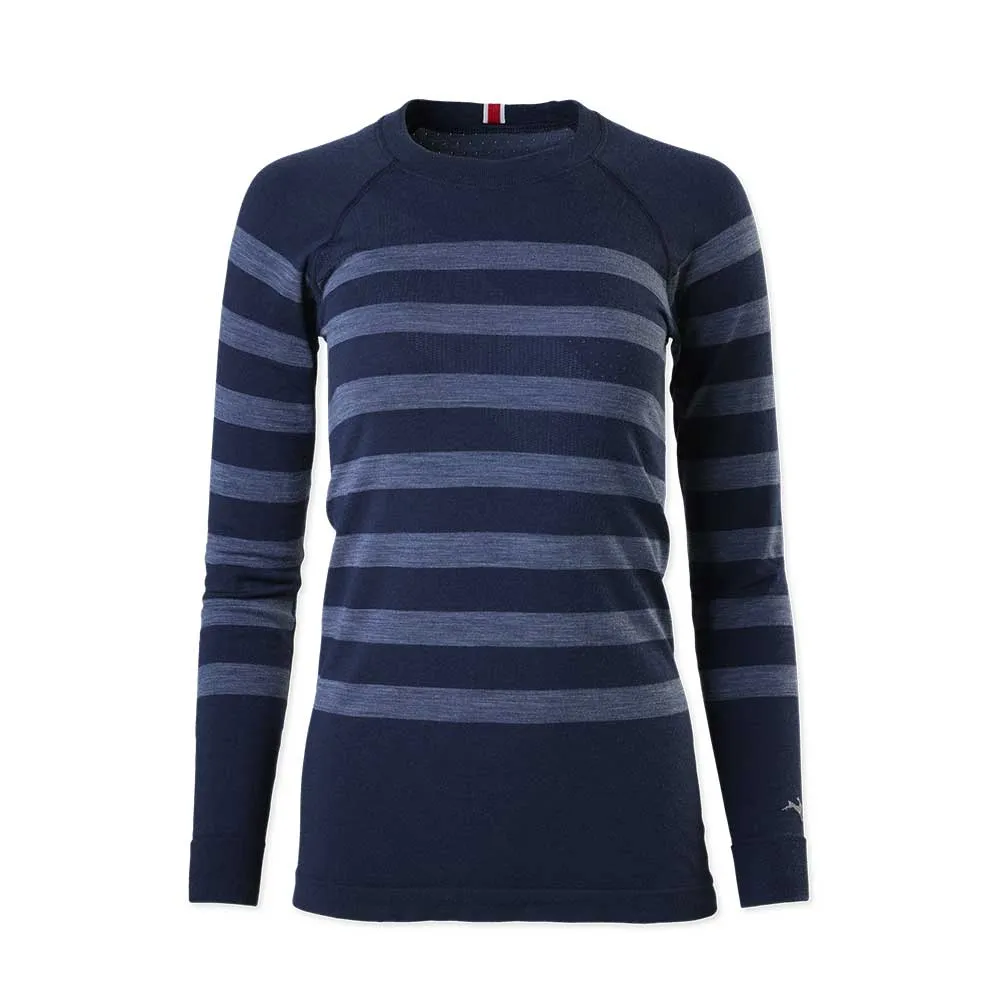 Women's Brighton Base Layer - Navy/Gray Stripe