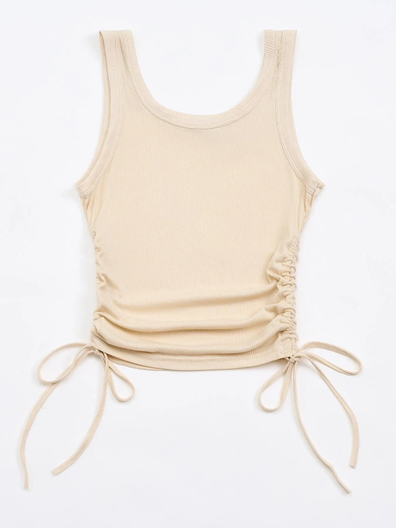 Women's Drawstring Knit Plain Tank Top