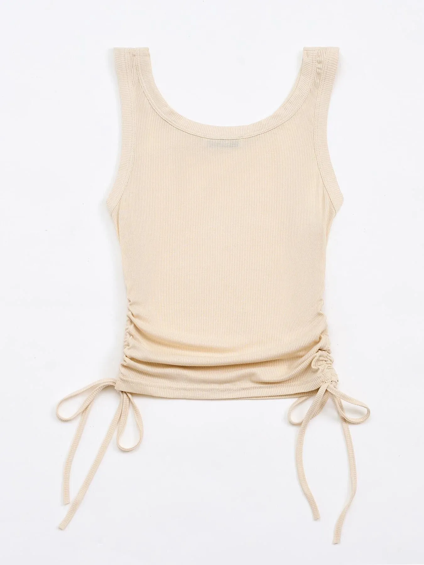 Women's Drawstring Knit Plain Tank Top