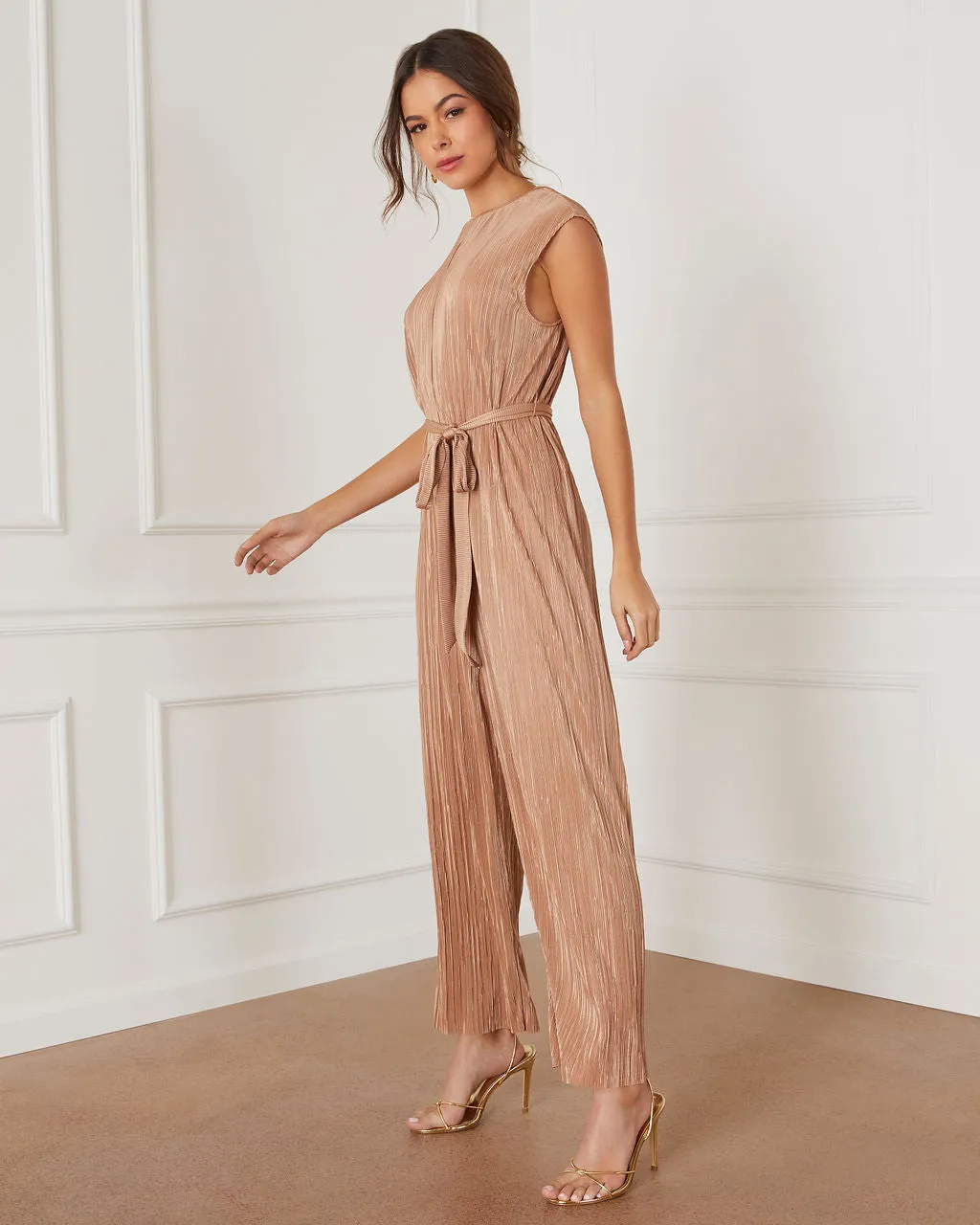 Working Girl Plisse Tie Waist Jumpsuit