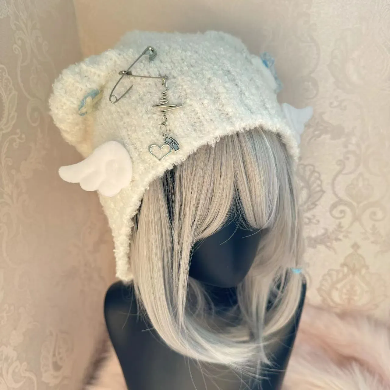 Y2K Lolita Handmade Knit Star Bow Bear Ears Cute Winter Hats Beanie